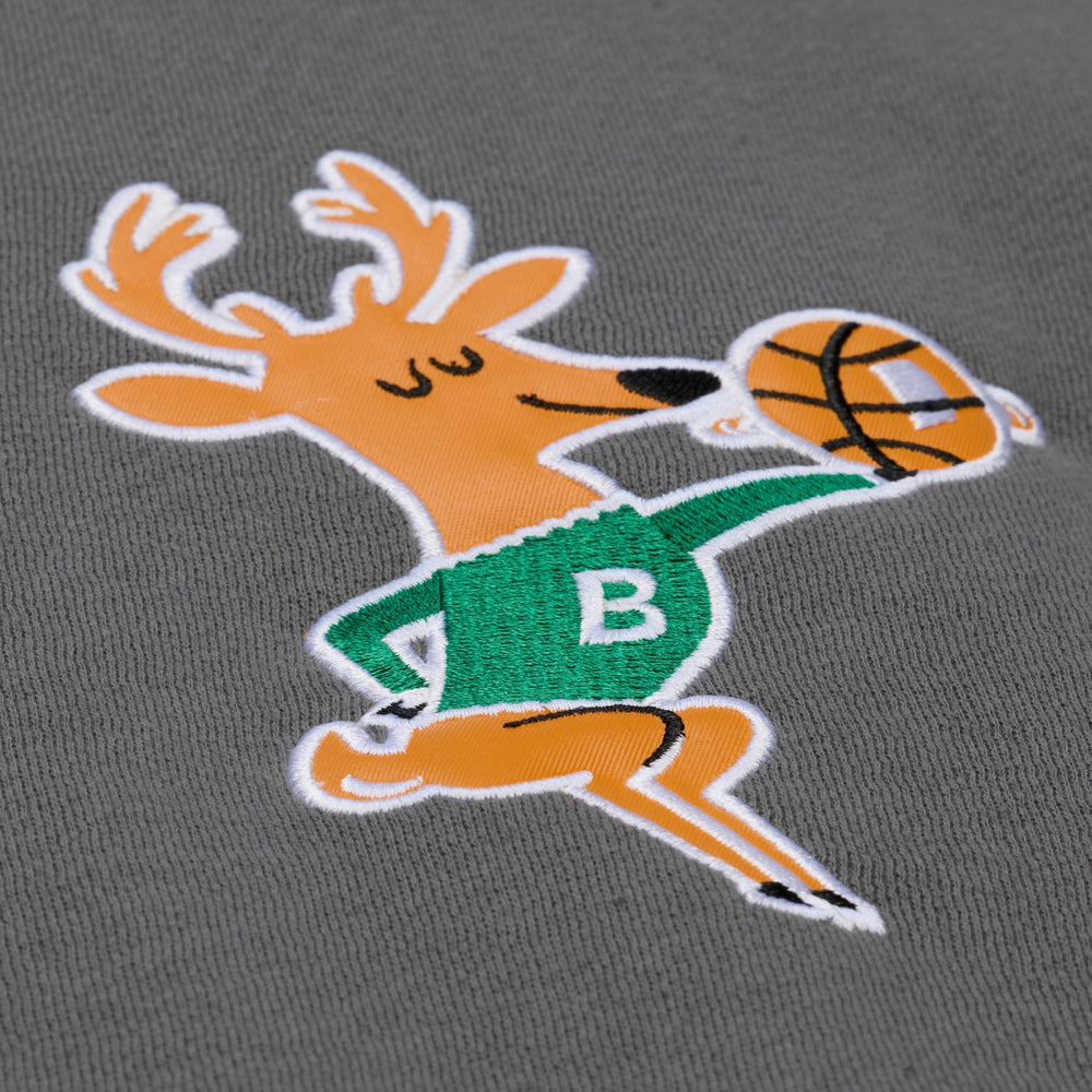 Mitchell & Ness Milwaukee Bucks Throw It Back Quilted Fleece Quarter-Zip Hoodie Gray