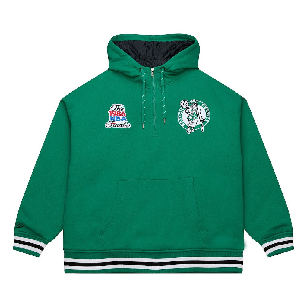 Mitchell & Ness Boston Celtics Throw It Back Quilted Fleece Quarter-Zip Hoodie Green