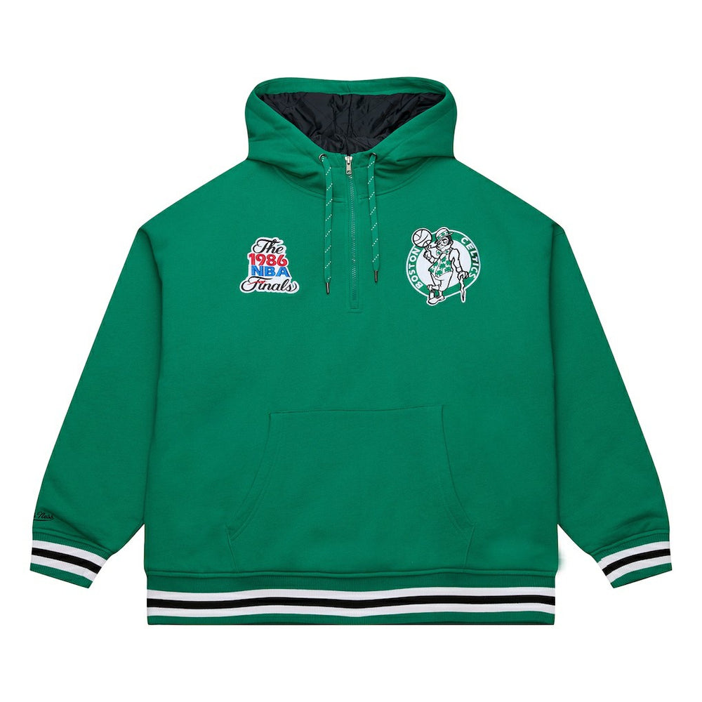 Mitchell & Ness Boston Celtics Throw It Back Quilted Fleece Quarter-Zip Hoodie Green