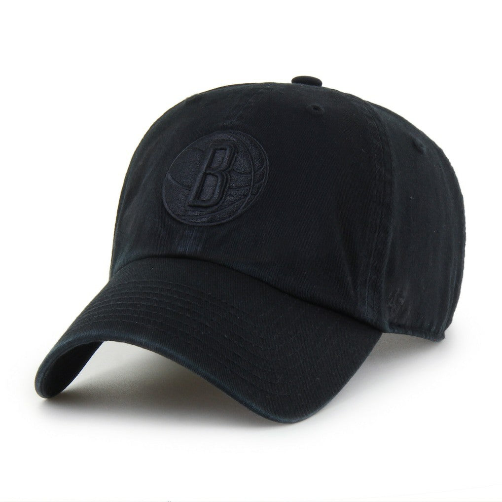 47 brand Brooklyn Nets '47 Black on Black Clean Up Adjustable Hat