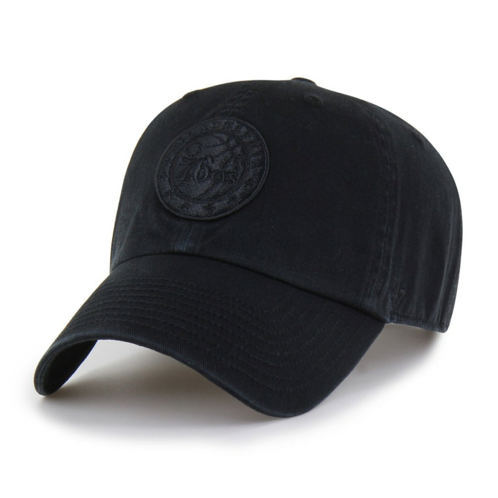 47 brand Philadelphia 76ers '47 Black on Black Clean Up Adjustable Hat