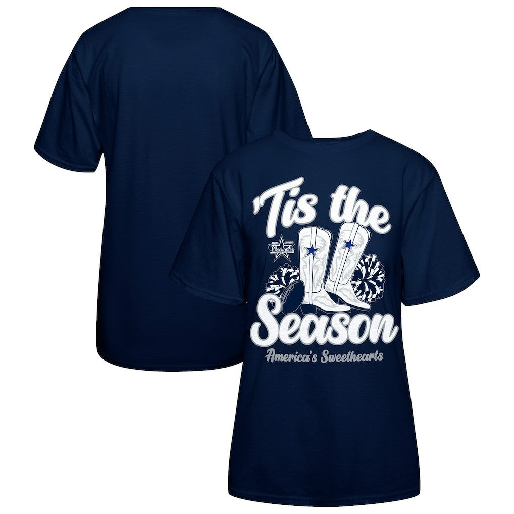 Dallas Cowboys Women's 'Tis The Season Boots T-Shirt - Navy - NFL