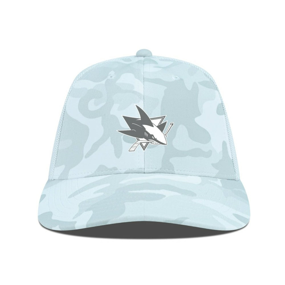 San Jose Sharks Levelwear Clash Slate & Snow Meshback Flex Hat - Camo | NHL on sale
