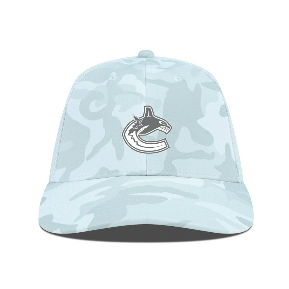 Vancouver Canucks Levelwear Clash Slate & Snow Meshback Flex Hat - Camo | NHL Clearance