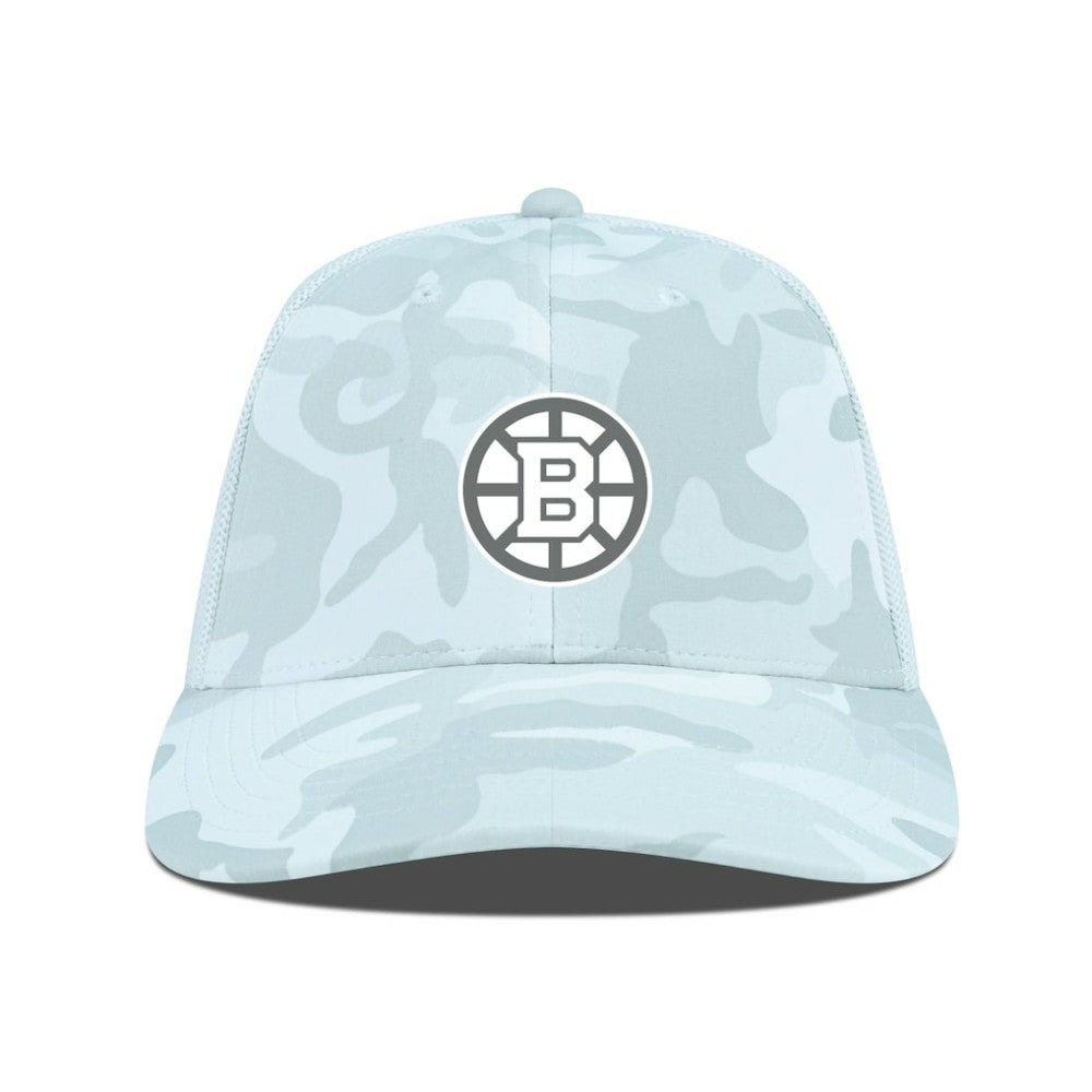 Boston Bruins Levelwear Clash Slate & Snow Meshback Flex Hat - Camo | NHL on sale