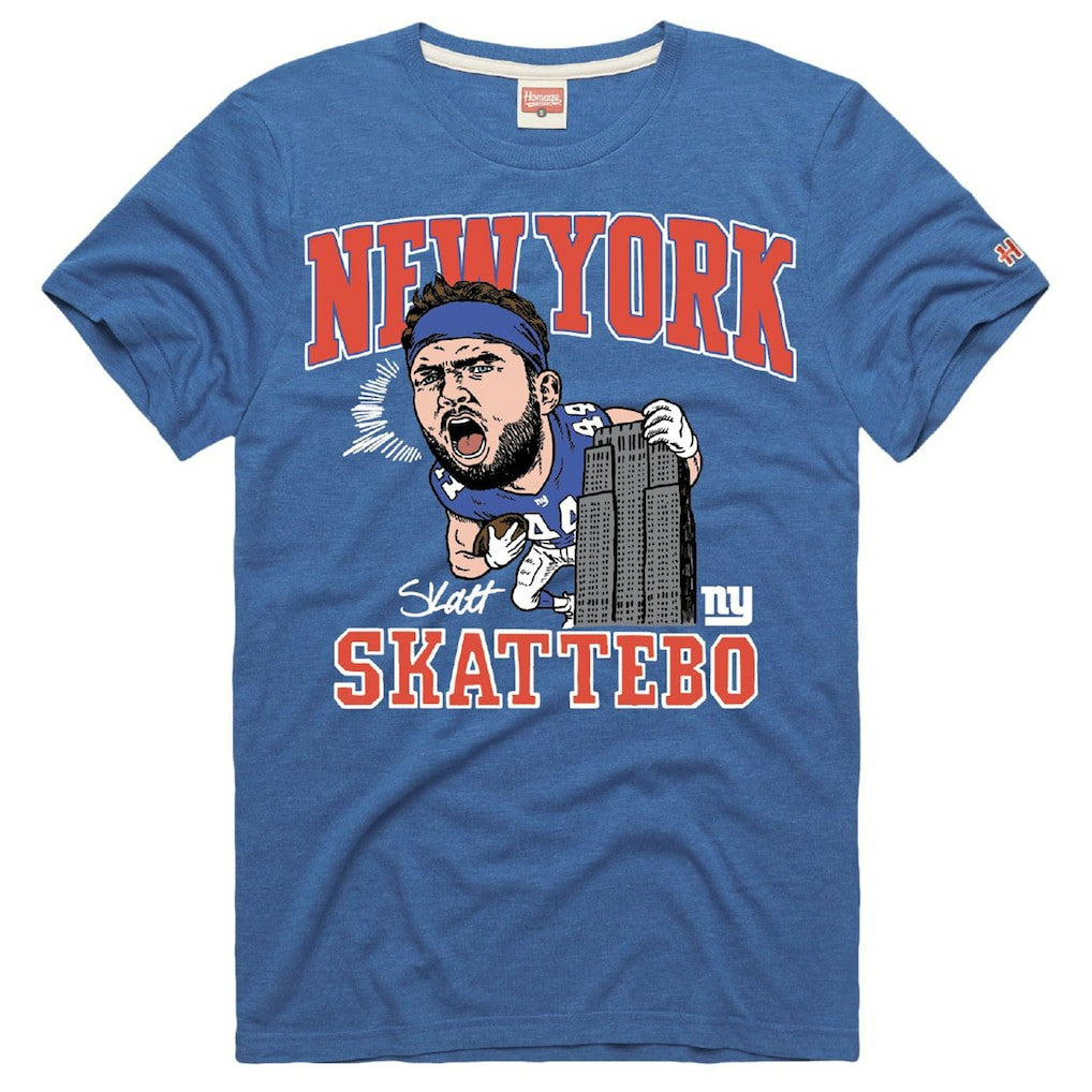 Cam Skattebo New York Giants Homage Unisex Caricature Player Graphic Tri-Blend T-Shirt - Royal - NFL