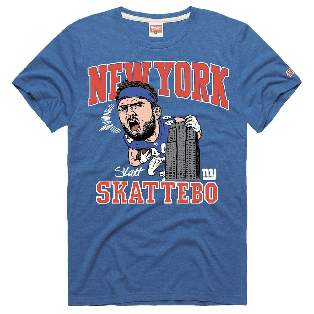 Cam Skattebo New York Giants Homage Unisex Caricature Player Graphic Tri-Blend T-Shirt - Royal - NFL