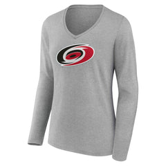 Carolina Hurricanes Women's Primary Logo Long Sleeve V-Neck T-Shirt - Gray | NHL discount