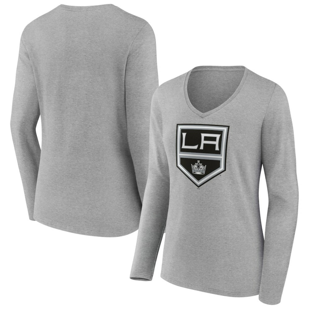 Los Angeles Kings Women's Primary Logo Long Sleeve V-Neck T-Shirt - Gray | NHL discount