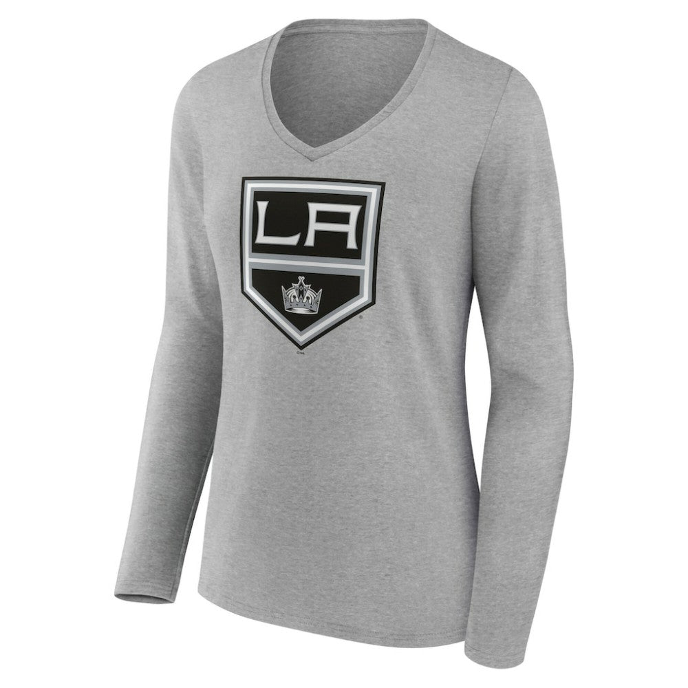 Los Angeles Kings Women's Primary Logo Long Sleeve V-Neck T-Shirt - Gray | NHL discount