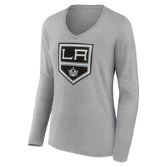 Los Angeles Kings Women's Primary Logo Long Sleeve V-Neck T-Shirt - Gray | NHL discount