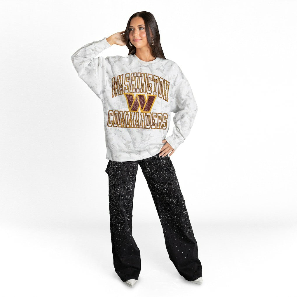 Washington Commanders Gameday Couture Women's Whiteout Oversized Premium Fleece Sweatshirt - Arctic Camo - NFL
