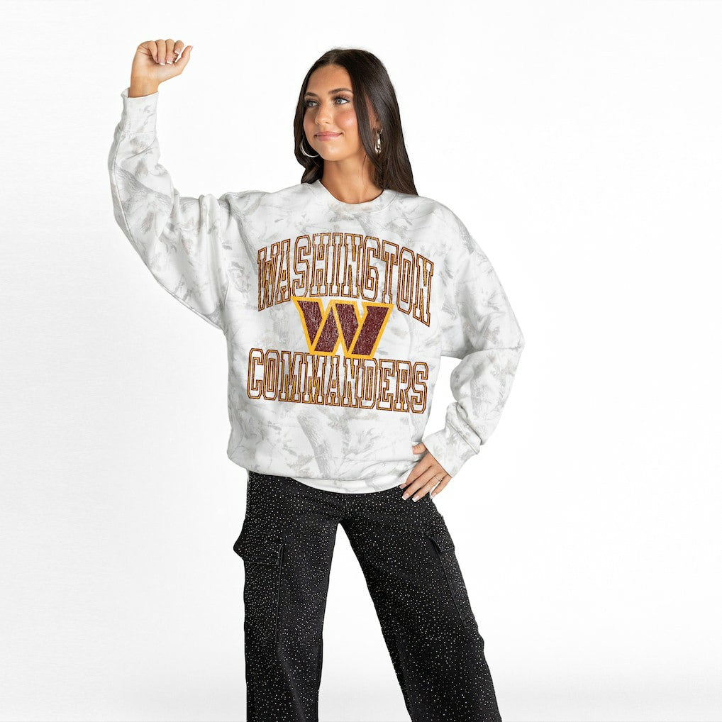 Washington Commanders Gameday Couture Women's Whiteout Oversized Premium Fleece Sweatshirt - Arctic Camo - NFL