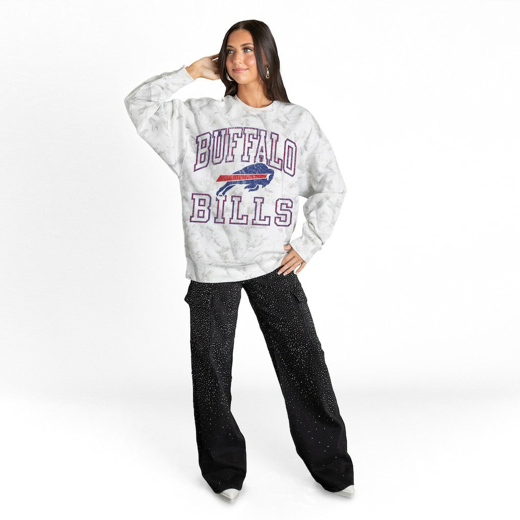 Buffalo Bills Gameday Couture Women's Whiteout Oversized Premium Fleece Sweatshirt - Arctic Camo - NFL