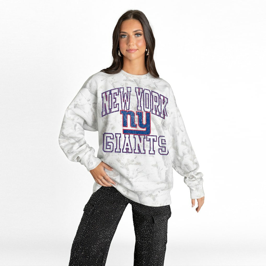 New York Giants Gameday Couture Women's Whiteout Oversized Premium Fleece Sweatshirt - Arctic Camo - NFL