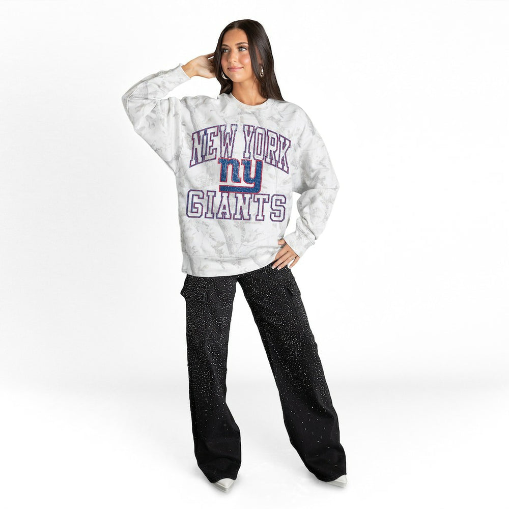 New York Giants Gameday Couture Women's Whiteout Oversized Premium Fleece Sweatshirt - Arctic Camo - NFL