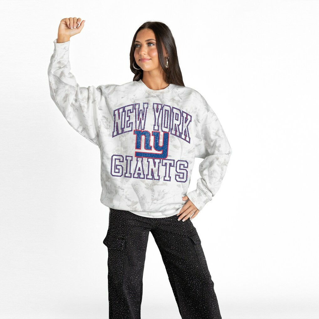 New York Giants Gameday Couture Women's Whiteout Oversized Premium Fleece Sweatshirt - Arctic Camo - NFL