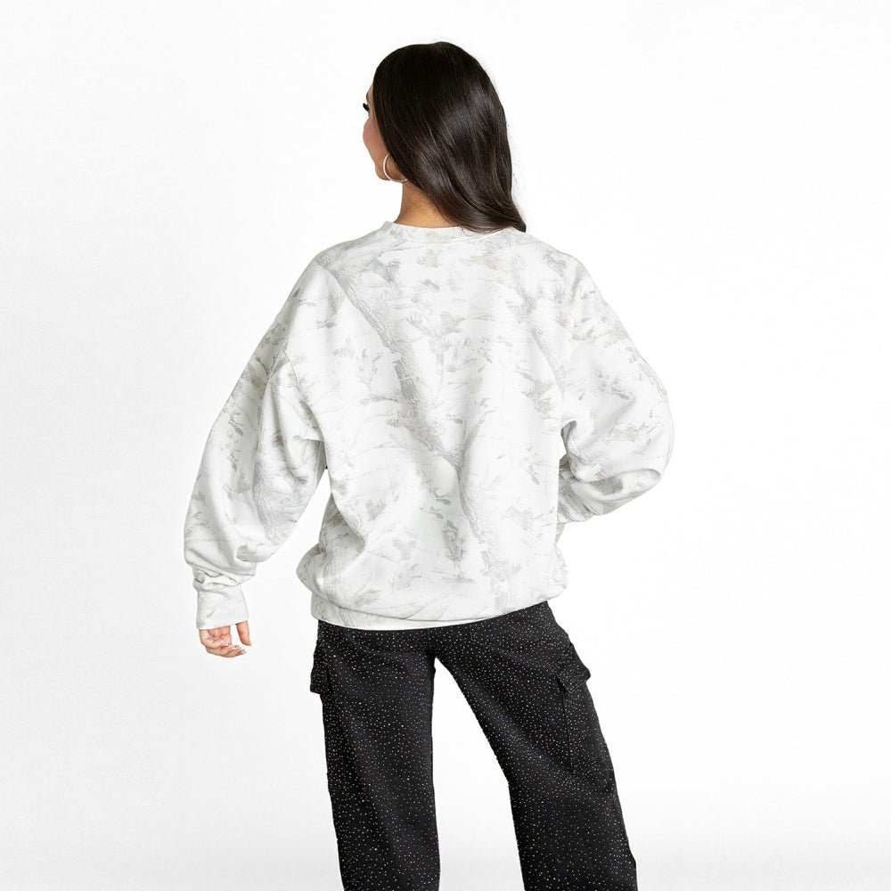 Denver Broncos Gameday Couture Women's Whiteout Oversized Premium Fleece Sweatshirt - Arctic Camo - NFL