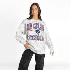 New England Patriots Gameday Couture Women's Whiteout Oversized Premium Fleece Sweatshirt - Arctic Camo - NFL