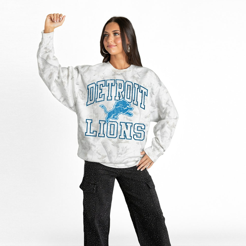 Detroit Lions Gameday Couture Women's Whiteout Oversized Premium Fleece Sweatshirt - Arctic Camo - NFL