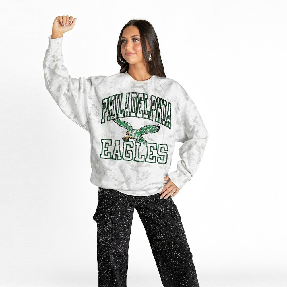 Philadelphia Eagles Gameday Couture Women's Whiteout Oversized Premium Fleece Sweatshirt - Arctic Camo - NFL