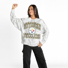 Pittsburgh Steelers Gameday Couture Women's Whiteout Oversized Premium Fleece Sweatshirt - Arctic Camo - NFL