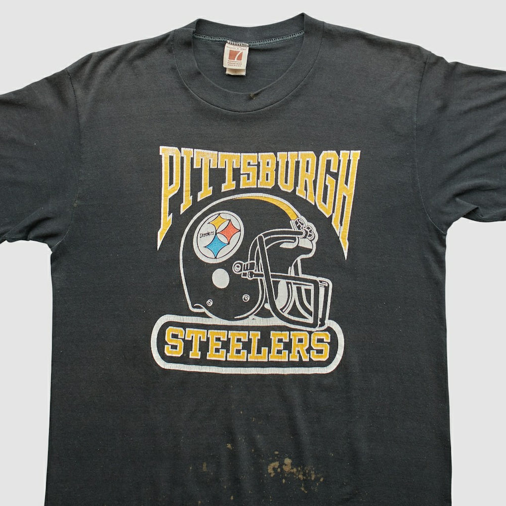 Pittsburgh Steelers Logo 7 80s T-Shirt - Black Vintage - Fanatics