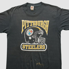 Pittsburgh Steelers Logo 7 80s T-Shirt - Black Vintage - Fanatics
