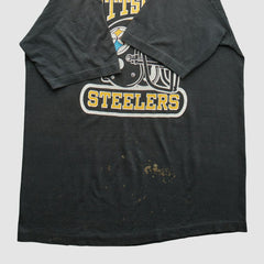 Pittsburgh Steelers Logo 7 80s T-Shirt - Black Vintage - Fanatics