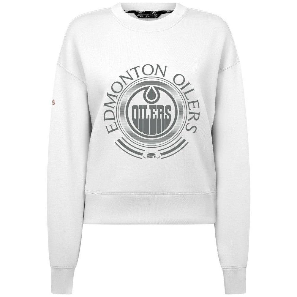 Edmonton Oilers Levelwear Women's Slate & Snow Sponge Tri-Blend Sweatshirt - White | NHL Lifestyle