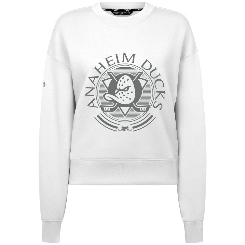 Anaheim Ducks Levelwear Women's Slate & Snow Sponge Tri-Blend Sweatshirt - White | NHL Clearance