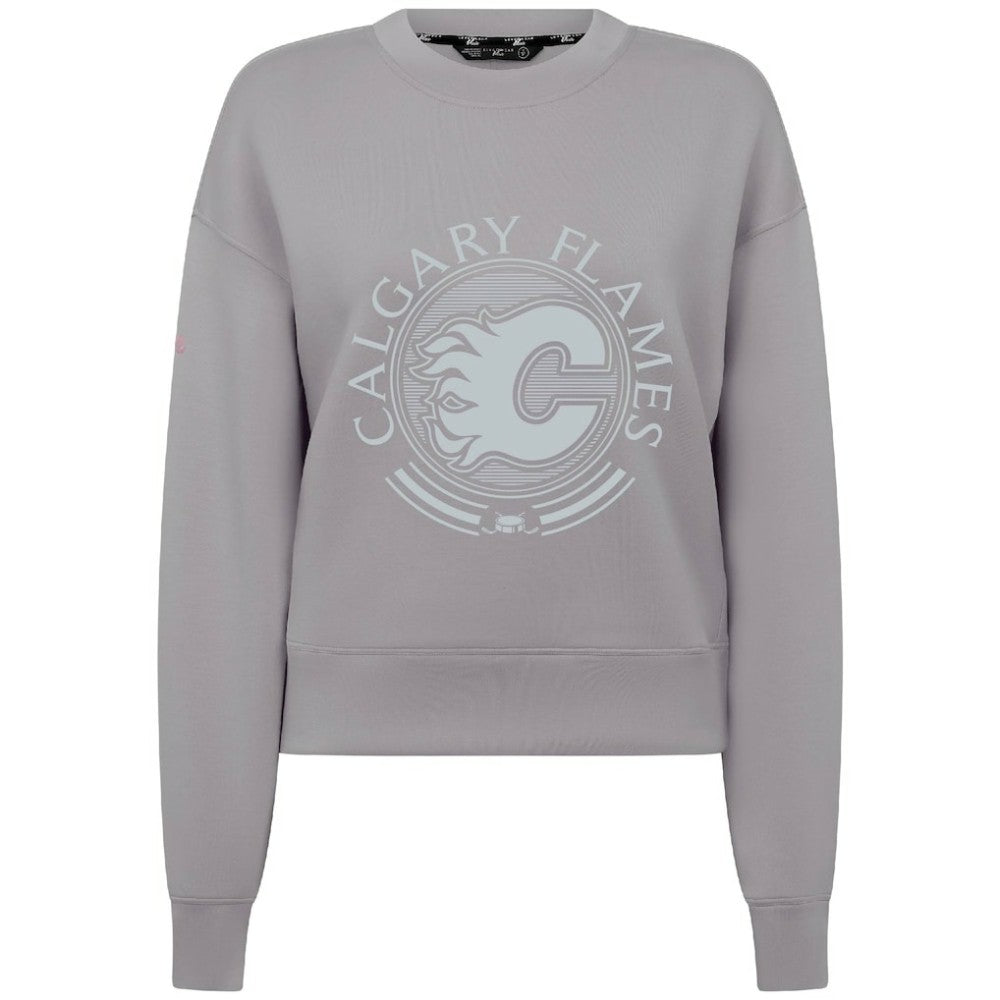 Calgary Flames Levelwear Women's Slate & Snow Sponge Tri-Blend Sweatshirt - Gray | NHL Clearance