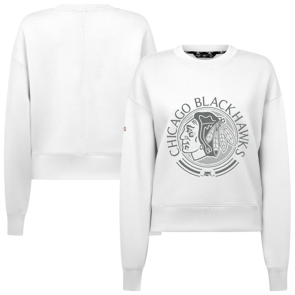 Chicago Blackhawks Levelwear Women's Slate & Snow Sponge Tri-Blend Sweatshirt - White | NHL online