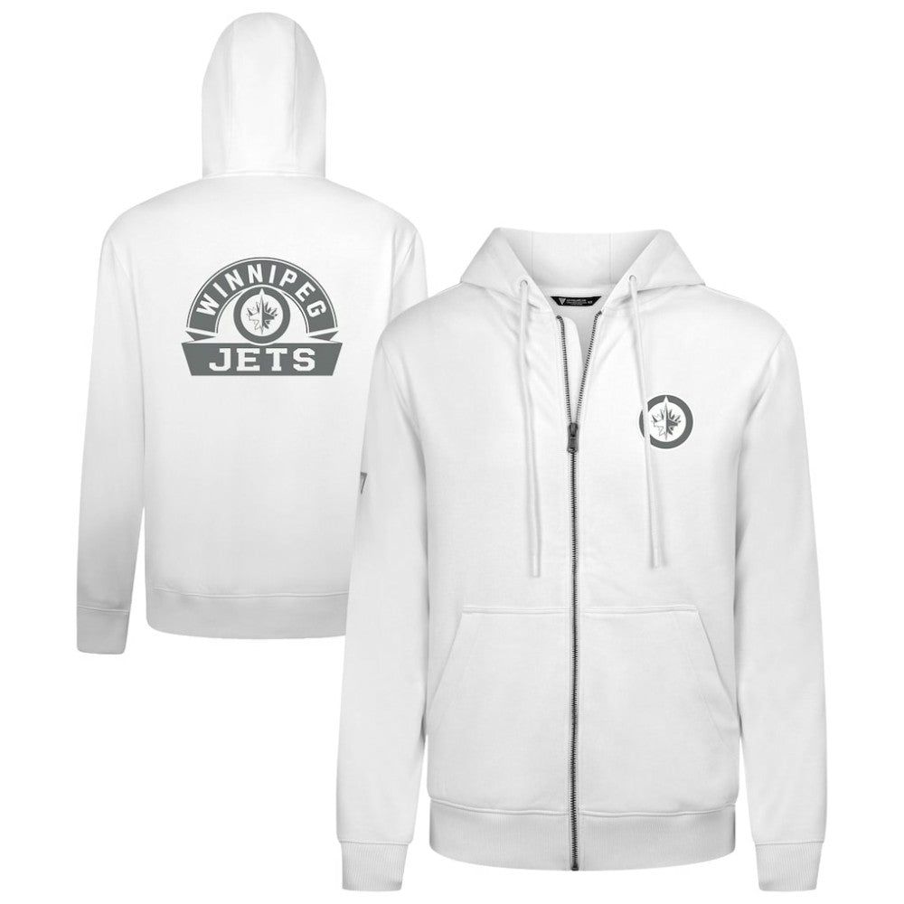 Winnipeg Jets Levelwear Podium Chenille Logo Full-Zip Hoodie - White | NHL Clearance