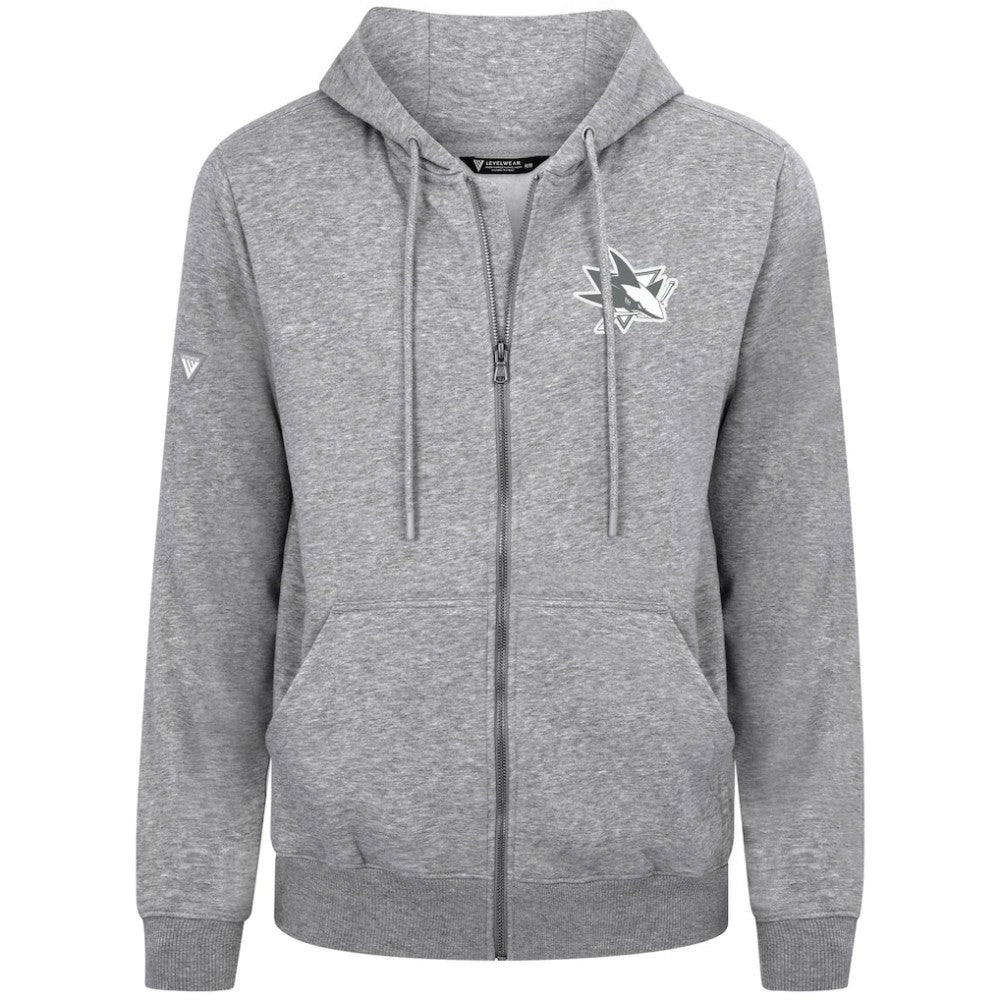San Jose Sharks Levelwear Podium Chenille Logo Full-Zip Hoodie - Gray | NHL sale