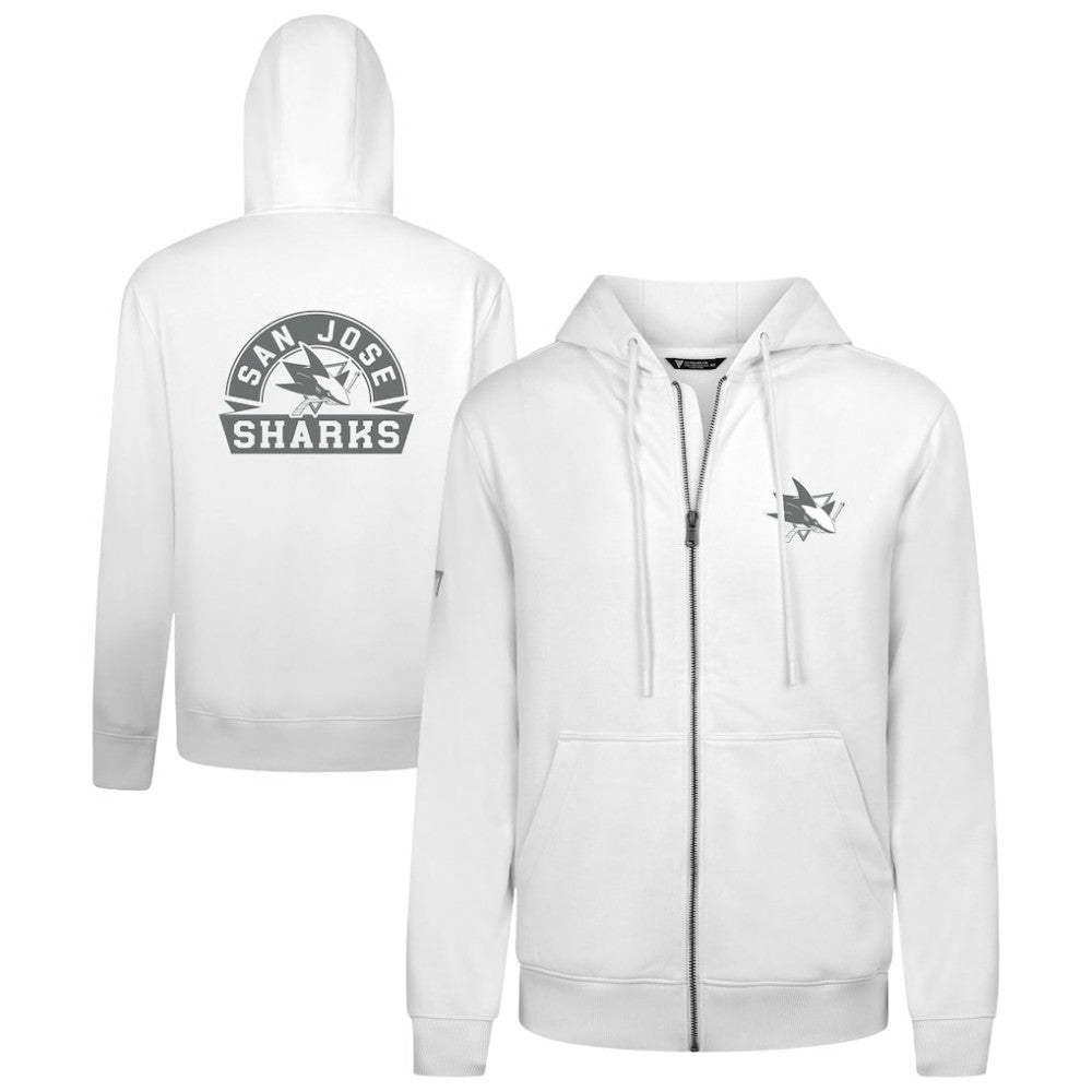 San Jose Sharks Levelwear Podium Chenille Logo Full-Zip Hoodie - White | NHL Clearance