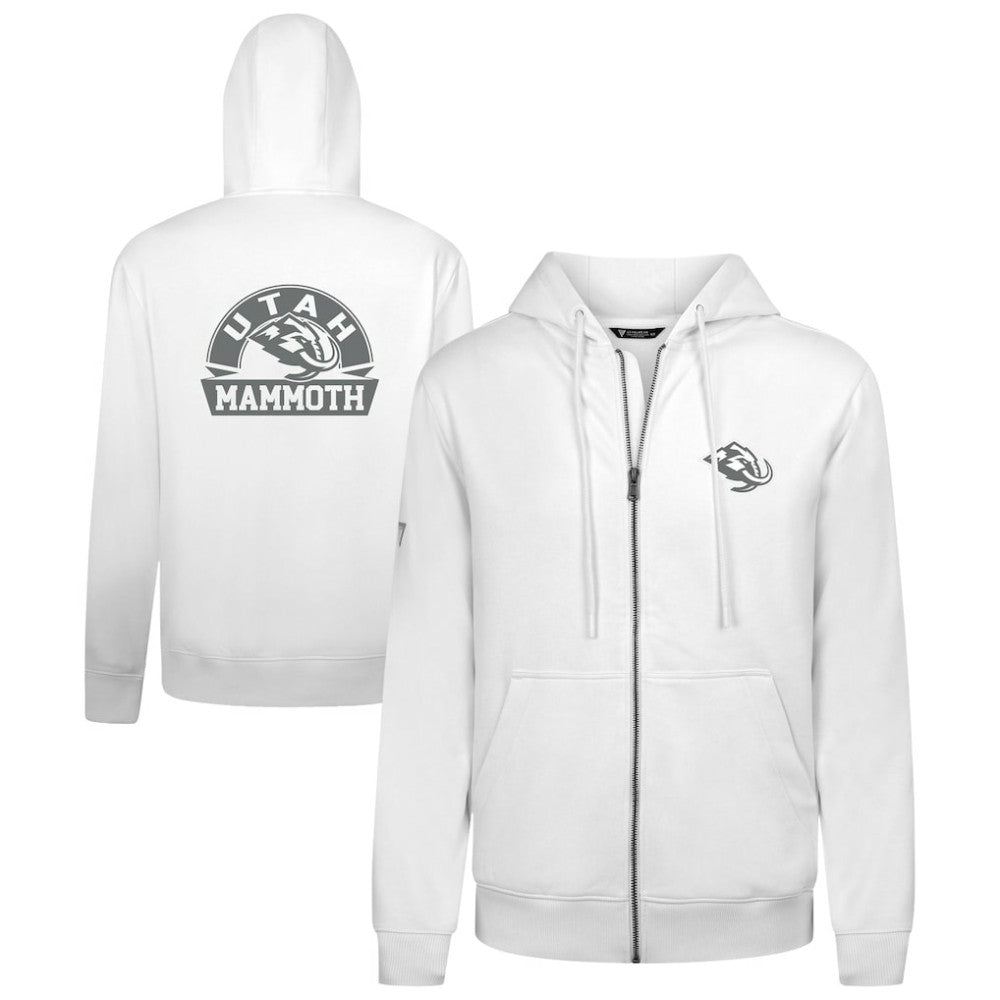 Utah Mammoth Levelwear Podium Chenille Logo Full-Zip Hoodie - White | NHL Lifestyle