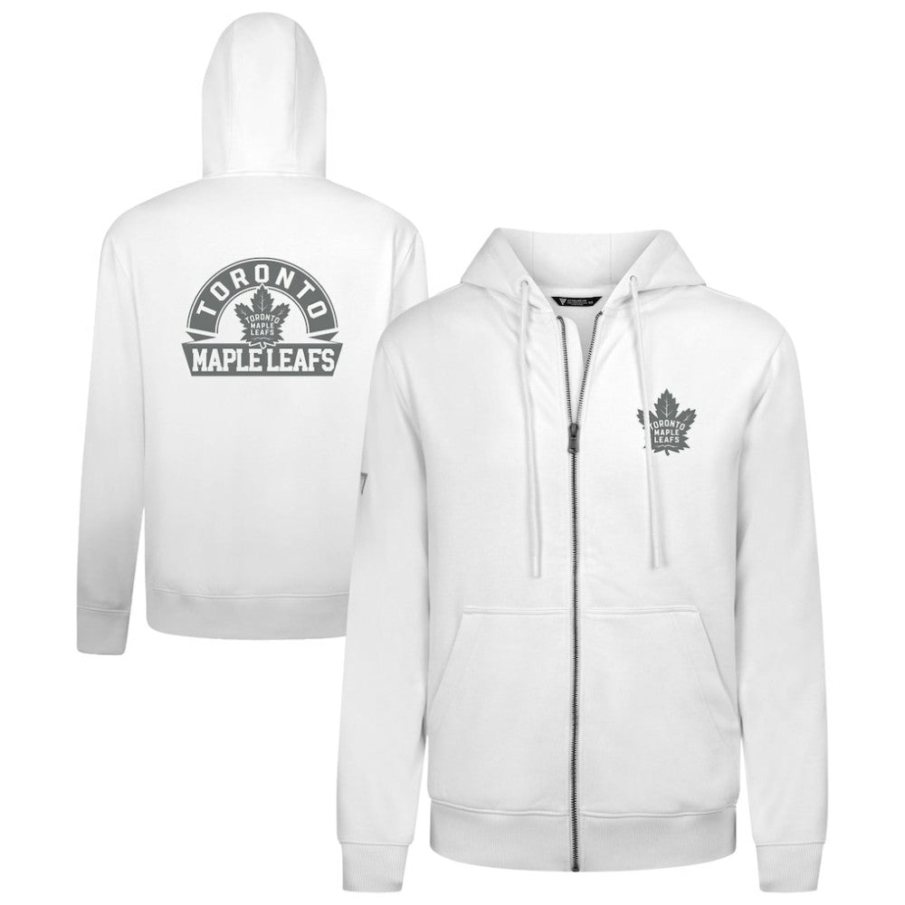 Toronto Maple Leafs Levelwear Podium Chenille Logo Full-Zip Hoodie - White | NHL Clearance