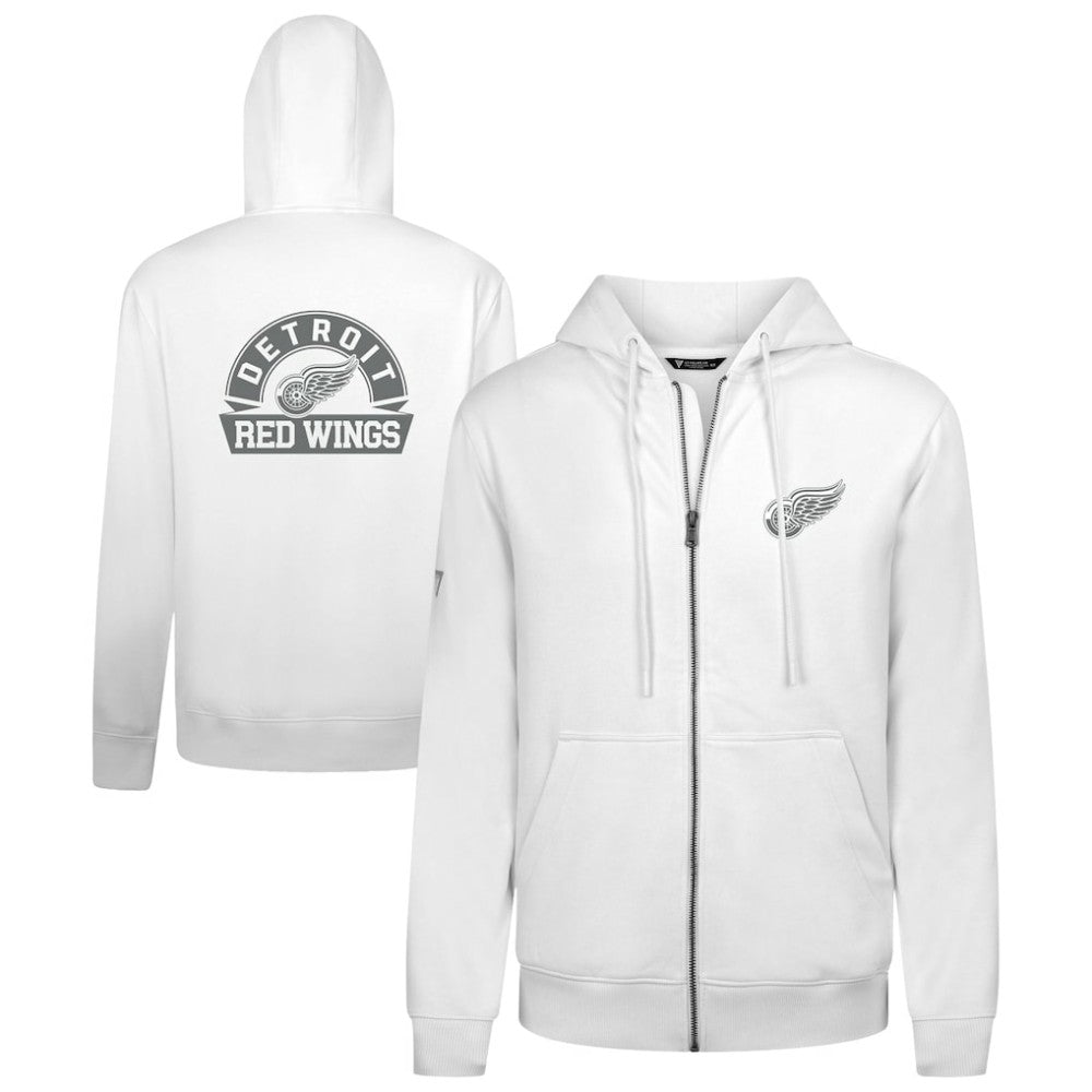 Detroit Red Wings Levelwear Podium Chenille Logo Full-Zip Hoodie - White | NHL Clearance