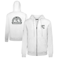 New York Rangers Levelwear Podium Chenille Logo Full-Zip Hoodie - White | NHL near me