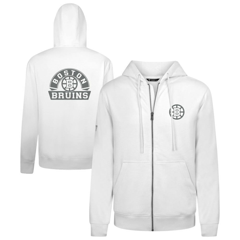 Boston Bruins Levelwear Podium Chenille Logo Full-Zip Hoodie - White | NHL on sale