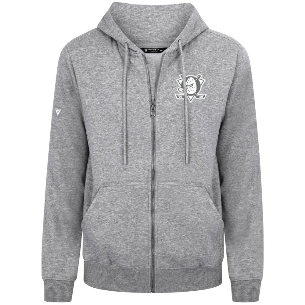 Anaheim Ducks Levelwear Podium Chenille Logo Full-Zip Hoodie - Gray | NHL discount