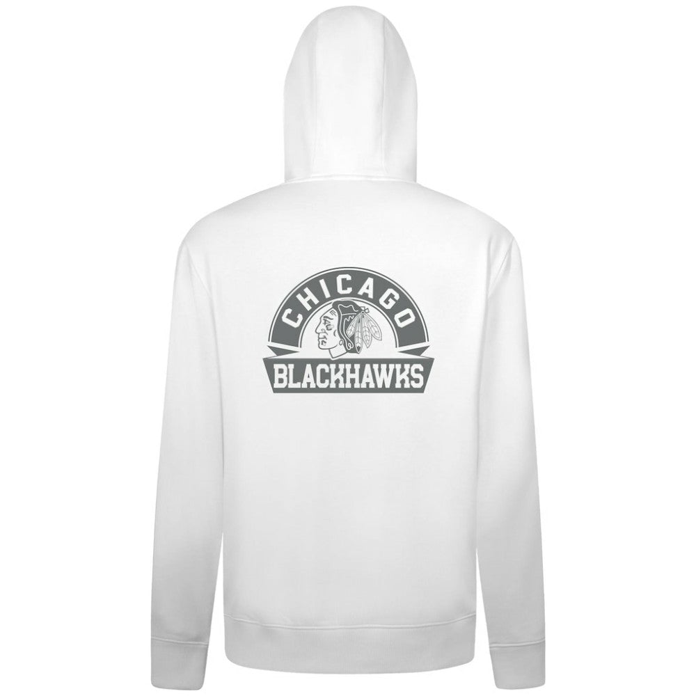 Chicago Blackhawks Levelwear Podium Banner Arch Full-Zip Hoodie - White | NHL Clearance