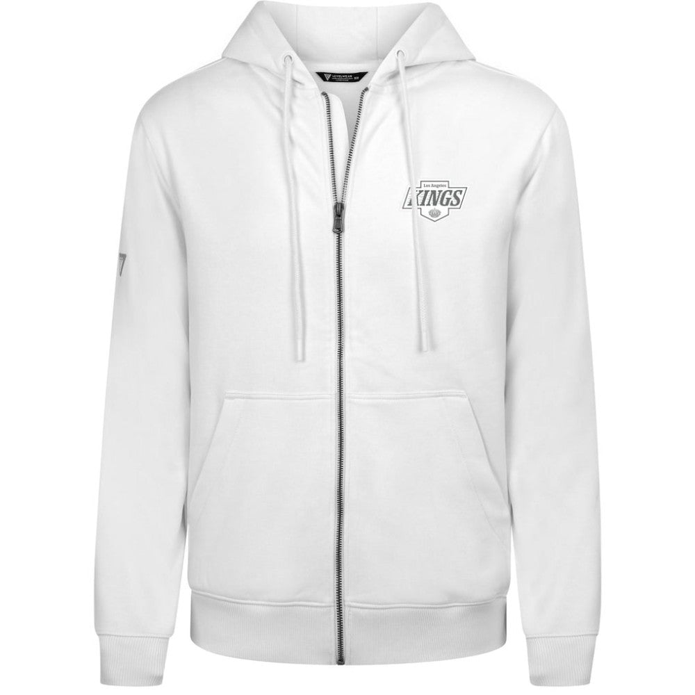Los Angeles Kings Levelwear Podium Banner Arch Full-Zip Hoodie - White | NHL Lifestyle