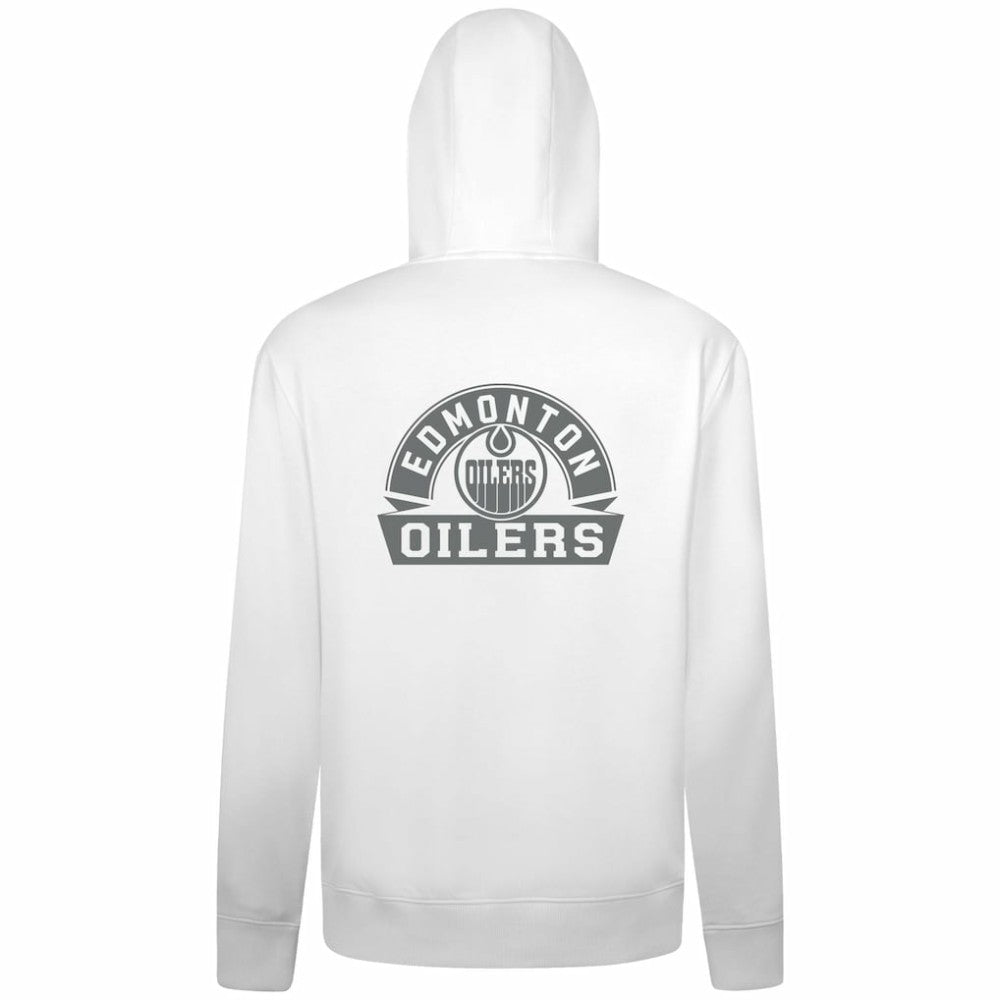 Edmonton Oilers Levelwear Podium Banner Arch Full-Zip Hoodie - White | NHL Lifestyle