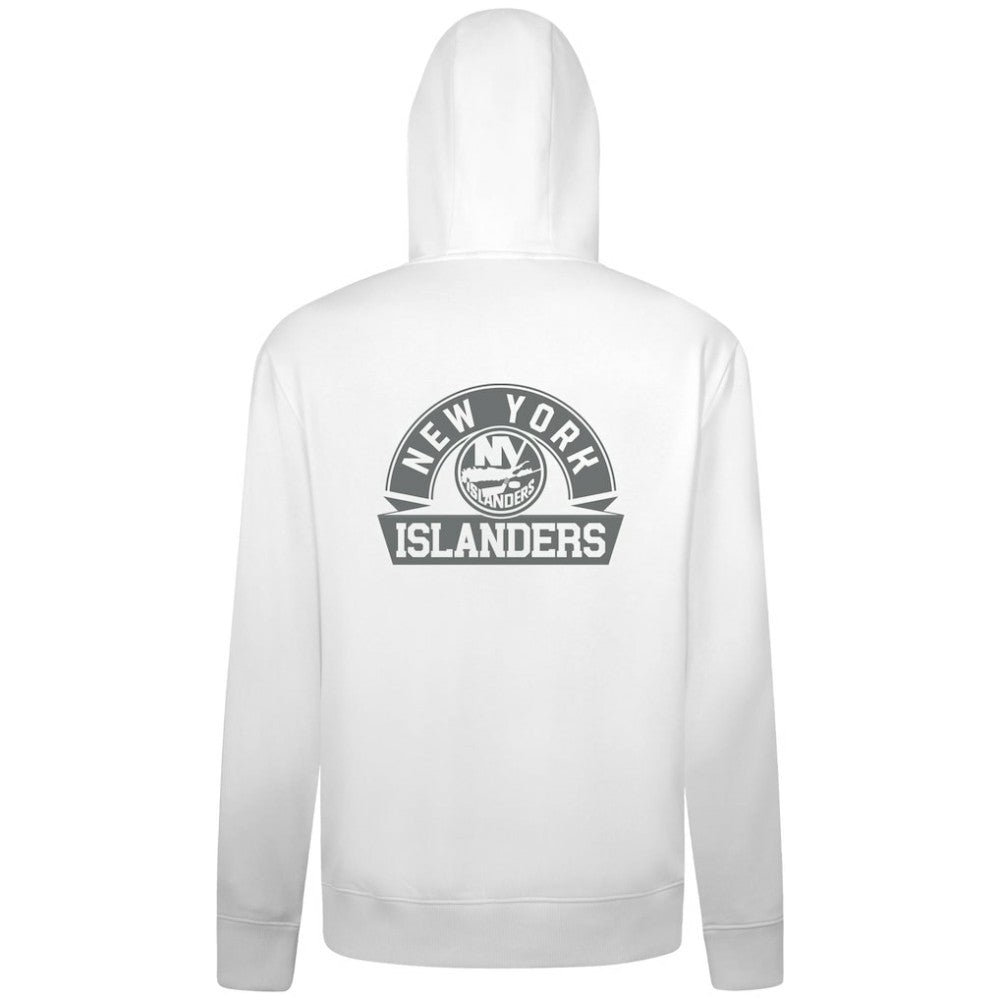 New York Islanders Levelwear Podium Banner Arch Full-Zip Hoodie - White | NHL Clearance