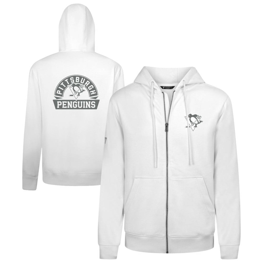 Pittsburgh Penguins Levelwear Podium Banner Arch Full-Zip Hoodie - White | NHL near me