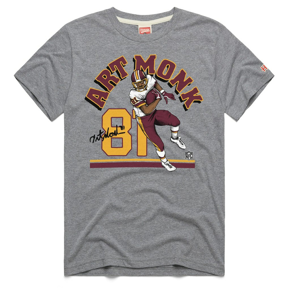 Art Monk Washington Commanders Homage Unisex Retired Player Classic Illustration Tri-Blend T-Shirt - Gray - NFL