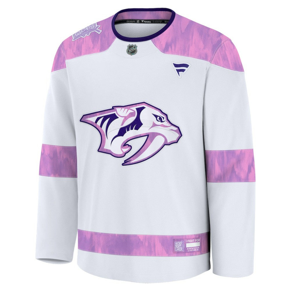Nashville Predators Fanatics Hockey Fights Cancer Survivor Practice Jersey - White | Fanatics near me