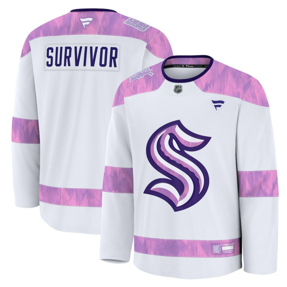 Seattle Kraken Fanatics Hockey Fights Cancer Survivor Practice Jersey - White | Fanatics Clearance